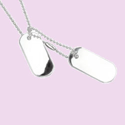 A cool plain silver necklace with dog tag.Length 46cm  925 Sterling Silver