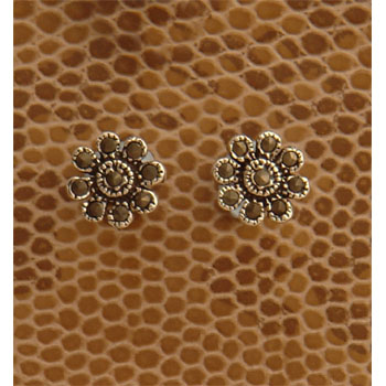 Very petite marcasite flower earrings