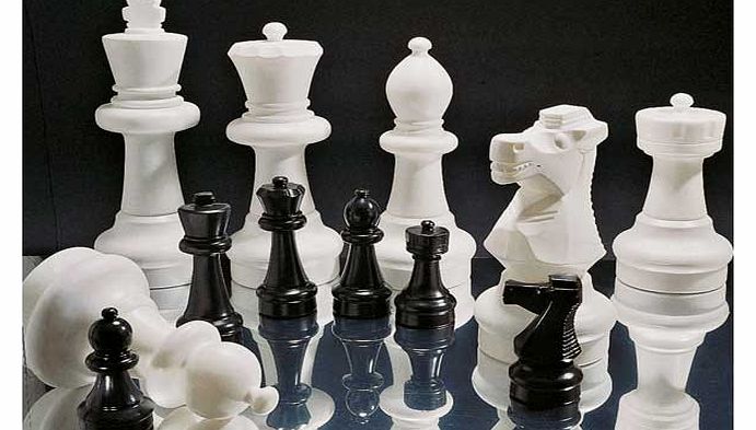 These chess pieces are bound to be a hit with your barbeque guests. the base is sold separately and is suitable for use with the small garden draught pieces too. Height of King - 30cm. Height of Queen - 29 cm. Height of Bishop - 26cm. Height of Knigh