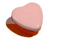Heart shaped Playboy trinket tin with embossed rabbit head design on the lid Colour: Pink Size: