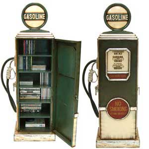This petrol Pump Storage Cabinet and CD rack is designed as an old American style pump, that holds