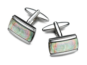 These classic rectangular swivel cufflinks add a touch of elegance with a smoky mother of pearl inset.