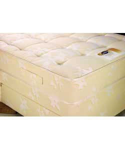 Supplied with an easy care (no need to turn over) tufted mattress that features Silentnights unique