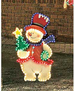 50 x 84cm rope-light snowman with star tree silhouette.This lovely silhouette can be displayed