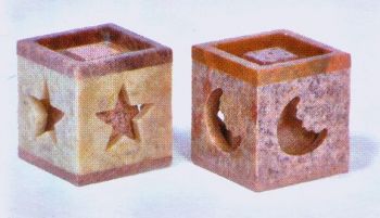 these incense holders are a square box with a moon carved into each side, they come with an insert