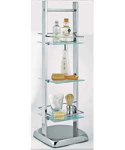 Chromed steel and glass.Complete with fixtures and fittings.Size (W)25, (D)25, (H)82.5cm