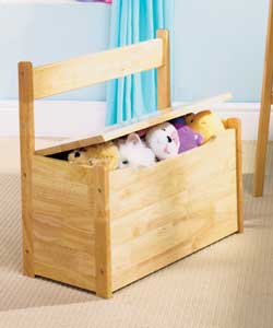 Solid Natural Rubberwood Childrens Toybox Bench