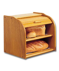 Solid Wood 2 Tier Roll Top Bread Bin