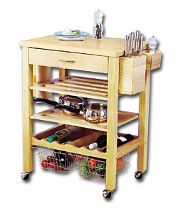 Solid Wood Kitchen Trolley - Chrome fittings.