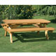 This pine beauty has all the great features of a picnic table but with more space.
