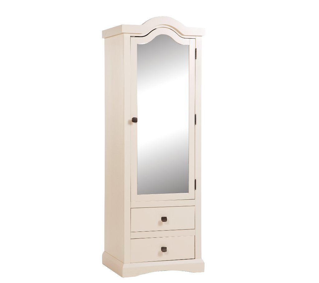 Unbranded Space2 Quebec cream 1 door single mirror wardrobe