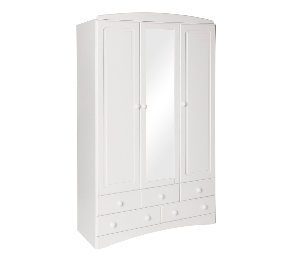 Unbranded Space2 Scandi white 3 door 5 drawer wardrobe