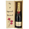 This fantastic wooden personalised To a Special Friend cask with a bottle of champagne is a