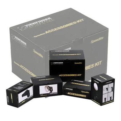 The Speedlite Accessories Kit is a mini studio accessory kit for the Canon Speedlite. The Speedlite 
