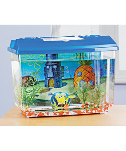 Nickelodeon SpongeBob branded rigid plastic aquarium for keeping coldwater fish.Includes gravel, pum