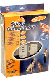 The Spray Commander from Multivet is a training aid that uses a spray receiver collar and a hand hel