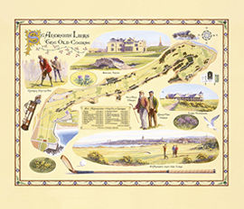 Unbranded St. Andrews Old Course Map Golf Print by Bernard