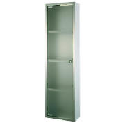This bathroom cabinet is stainless steel with simple lines to create a contemporary and stylish look