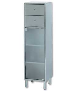 Stainless steel mid height unit with 2 drawers and