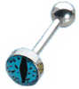 Stainless Steel Prismatic Blue Tigers Eye Tongue Stud