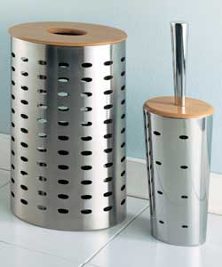 Stainless Steel/Wood Bin and Toilet Brush