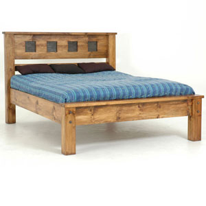 Star Collection Blue Bone 6ft Breton Pine Bedstead with Brass Panels