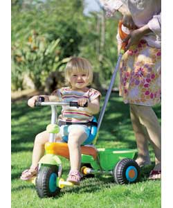 The unique steerable trike that grows with the child. Stage 1 - Steerable parent handle, rigid