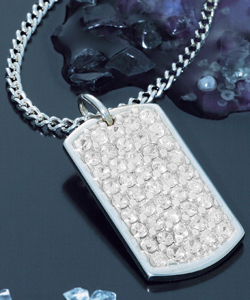 Sterling Silver Cubic Zirconia Set Dog Tag