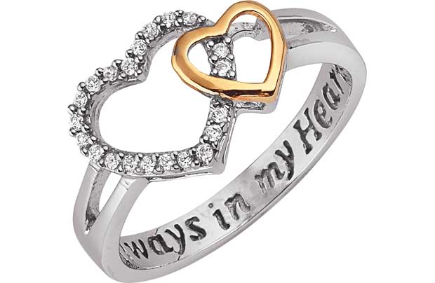 Unbranded. Show your love and affection with this beautiful Silver Cubic Zirconia Always In My Heart Message Ring. With the emblazoned message always in my heart show that special someone how you feel. The zirconia silver heart glistens brightly and 