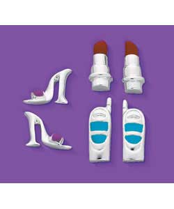 Set of 3.Lipstick, shoe and phone designs