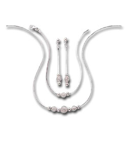 Sterling Silver Fancy Ball Pendant/Earrings/Bracelet Set