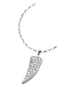 Sterling Silver Gents Ice Cubic Zirconia Set Horn Pendant