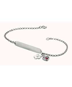 Sterling Silver Lisa Jane; ID Heart Flower Charm Bracelet
