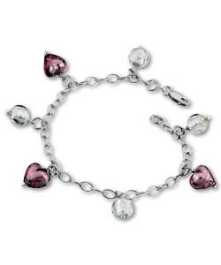 Sterling Silver Merano Heart and Ball Charm Bracelet