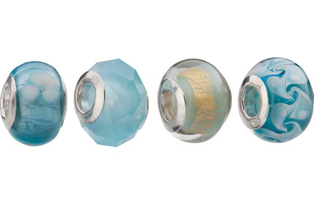 Unbranded Sterling Silver Turquoise Glass Beads - Set of 4