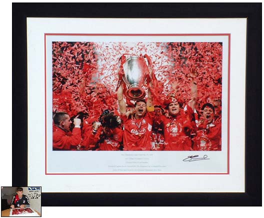 Unbranded Steven Gerrard signed and framed 2005 Champions League Presentation