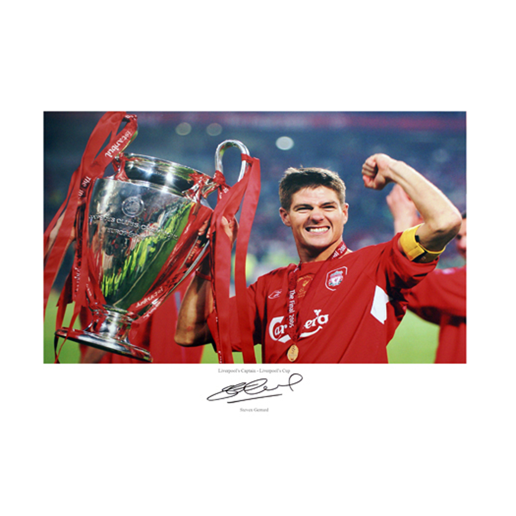 Unbranded Steven Gerrard Signed Print - Liverpooland#39;s Captain - Liverpooland39;s Cup
