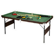 This Pot Black 6ft Stephen Hendry Championship snooker table is a mahogany effect folding table. It 