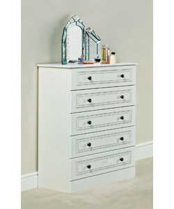 Size (H)114.5, (W)83, (D)44.8cm.Curved edge to top, drawer fronts and plinth.Drawers have smooth gli