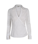 Unbranded STRETCH COTTON MOCK WRAP BLOUSE