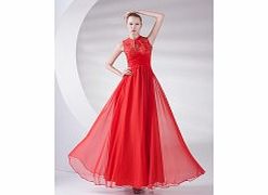 Unbranded Stretch satin Chiffon Ankle-length Red Retro