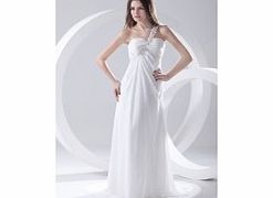 Unbranded Stretch satin Chiffon Sweep Train One Shoulder