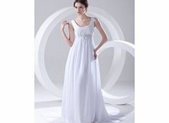 Unbranded Stretch satin Chiffon Sweep Train Scoop White