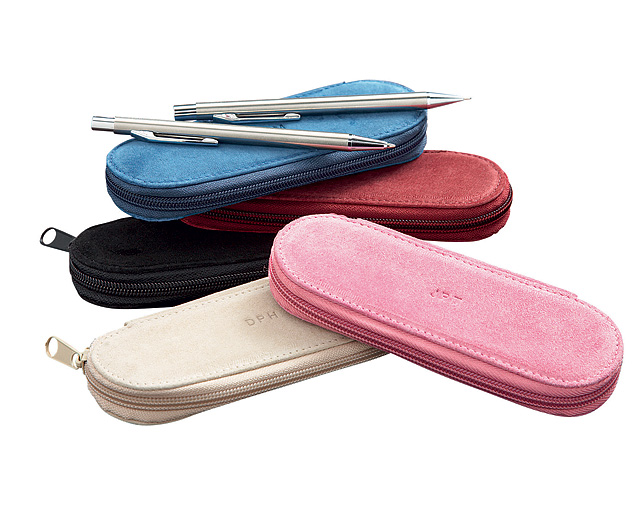 Unbranded Suede Pencil Case with Pens - Hot Pink