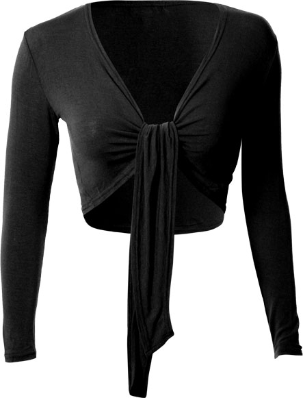 Long sleeve tie front knitted shrug.