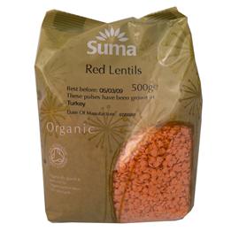 Unbranded Suma Organic Lentils - Red split - (dried) 500g