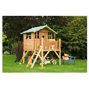 This Sunflower Tower wooden playhouse has tongue and groove shiplap cladding with a solid sheet floo