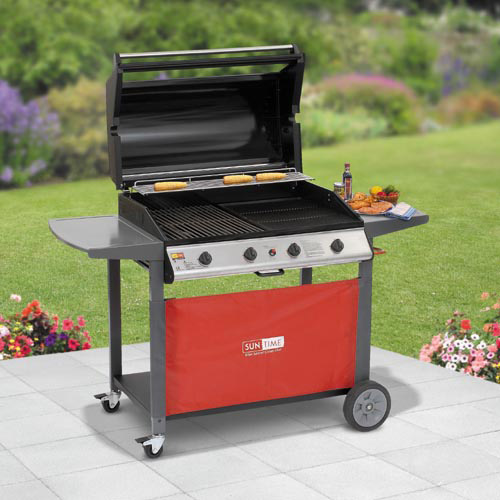 This large barbeque is ideal for a large patio or garden. Its main features include a 4 pc cast iron