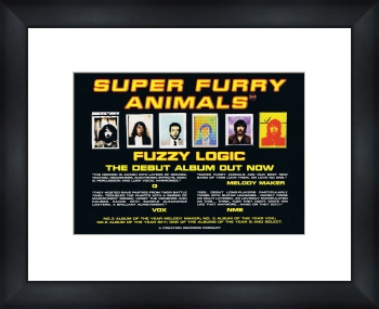 SUPER FURRY ANIMALS Fuzzy Logic - Custom Framed Original Ad 34x28cm 23mm black wood frame with white