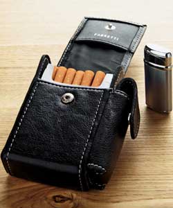 Superior Leather Cigarette Packet Holder With Lighter